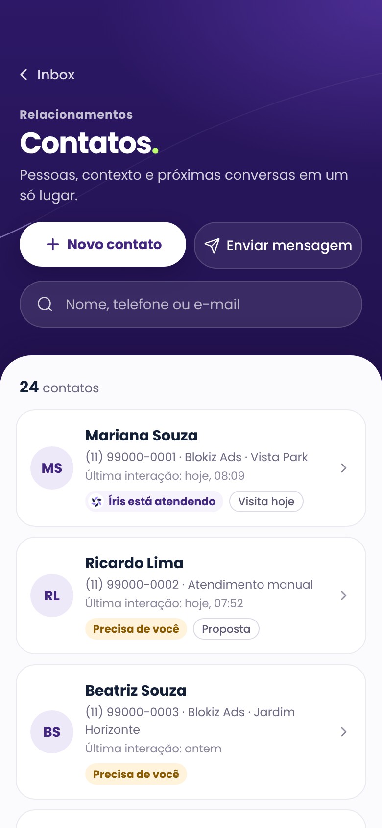 App: contatos